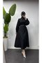Neck and Belt Embroidery Detailed Ankle Rubbered Evening Dress