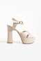 1-93535 12cm Platform High Thick Heeled Bridal/Evening Dress Shoes - Skin Leather - 6