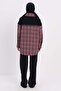 Pink-Black-Denim Garnished Tweed Shirt Tunic - 4
