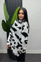 Women's Tie-Dye Patterned Turtleneck Knit Sweater - Ecru - 4