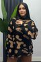 Women's Batik Patterned Turtleneck Knit Sweater - Black - 2