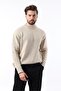 Beige Crew Neck Overfit Men's Knitwear Sweater E7402
