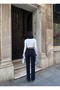 Women's High Waist Recovery Button Spanish Leg Palazzo Pants - 2