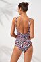 Stella V-Neck Buckle Corset Swimsuit Tiger 231133-t - 2