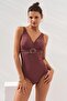 Stella V-Neck Buckle Corseted Swimsuit Toffee 231133