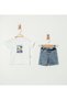 Short Sleeve Shorts 3 Piece Set - 3