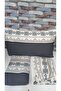 Double Cross Stitch Pattern Cotton Duvet Cover Set (Sheet with Elastic) - 3