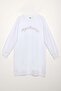 White-Cotton Raglan Sleeve Chain Embroidered Sweat Tunic - 7