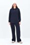 Navy Blue-Sweat Tunic with Side Zip Collar - 2