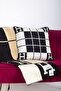 H Logo Black Striped Model Wool & Cotton Blend Throw Pillow Cover