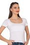 Özkan 27419 Women's Cotton Casual Short Sleeve Single Jersey Fabric Square Neck Crop T-Shirt - 4