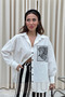 قميص نسائي كبير الحجم مطرز بنقش الفيل - إكرو - 3
