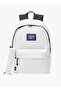 Logo Detail Backpack with Adjustable Shoulder Straps and Pencil Pouch