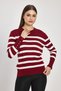 Burgundy Striped Cufflink Detail Sweater 24346