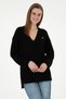 Women's Black V-Neck Sweater 50297120 -Vr046