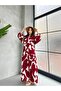 Teseeür Funda Pattern Burgundy Color New Season Viscose Dress