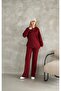 Oversized Zippered Grass Detail Wide Leg Modal Fabric Tracksuit Set - 4