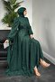 Emerald Bow Satin Evening Dress - Hilly Sleeves