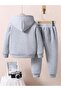 Boy's Gray Paris Printed Hooded Tracksuit Set - 3