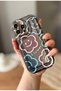 Iphone 14 promax black transparent flower pattern airbag model case