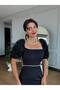 Special Design Pearl Detailed Balloon Sleeve Black Evening Dress Wedding Wedding Dress