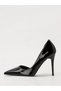 Women's Black Asymmetrical 9cm Thin Heeled Patent Leather Vegan Leather Slit Stiletto Classic Heels - 2