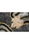 Hari̇kabi̇rev | Gray-Gold Abstract Leaf Patterned Model | Framed Tempered Glass Table Single Horizontal - 2