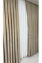 Velvet Textured Luxury Background Curtain Beige Tight Pleat (Single Wing) - 2