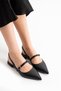 Icon of Elegance Women's Black Matte Pointed Toe Buckle Comfortable Heeled Ballerina Shoes - 3