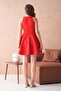 Women's Red Stretchy Diver Fabric Sleeveless Flared Mini Dress 2165 - 3
