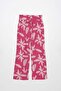 Pink-White Patterned Comfortable Fit Trousers with Elastic Waist - 6