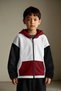 White Black Red Hooded Fleece Jacket with Pockets for Girls Boys