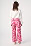 Pink-White Patterned Comfortable Fit Trousers with Elastic Waist - 4
