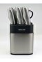 ,Stainless Steel,knife Set10Pcs,(7knives+Cleaver+scissors +stand with sharpener)Silver Color - 3