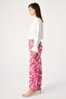 Pink-White Patterned Comfortable Fit Trousers with Elastic Waist - 3
