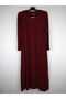 Women's Black Red Pentagonal Neck Long Sleeve Suede Mother Dress - 8
