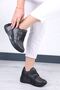 Chantal Black Matte Leather Women's Sneakers - 3