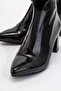 Findda Black Patent Leather Genuine Leather Women's Thick Heeled Boots - 3