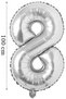 Foil Balloon 8 Number Helium Balloon 100 Cm Silver Color - 8 Years Old Balloon - 8 Years Old Balloon -8 Number Balloon