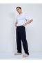 Men's Cotton Pocketed Drawstring Elastic Waist Pajama Bottoms Tracksuit Navy Blue - 3