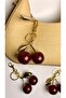 Vip Bag Charm Cherry Gold Detailed Red Viral Bag Charm Bag Ornament - 2