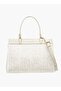 Embroidered Tote Bag with Detachable Strap and Zip Closure - W 12 x H 30 x D 23 cm