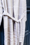 Horizontal Beige Raised Terry Peshtemal Fabric Bathrobe - 100% Cotton, 285 Gsm, Lightweight and Soft - 7