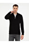 Black Slim Fit Zippered Stand Collar Knitwear Sweater 50297123-Vr046 - 3