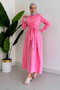 Pink Hijab Dress - Waist Tied - 4