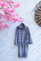 Horizontal Gray Raised Terry Peshtemal Fabric Bathrobe - 100% Cotton, 285 Gsm, Lightweight and Soft
