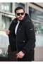 Fiber Padded Hooded Men's Winter Coat Black - 2