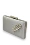Silver Gray Lame Color Satin Crystal Stone Evening Dress Bag Evening Bag Henna Bridal Bag - 2
