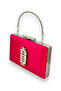 Fuchsia Pink Color Satin Crystal Stone Evening Dress Bag Evening Bag Henna Bridal Bag - 2