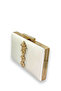 Wedding/Henna Evening Dress Bag – Crystal Stone, Satin, Graduation |   Ecru Pearl White - 2